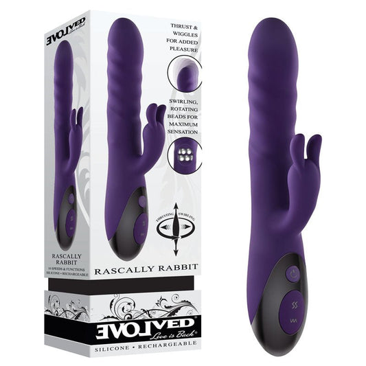 Evolved RASCALLY RABBIT - 22.9 cm USB Rechargeable Rabbit Vibrator - Pleasure Den