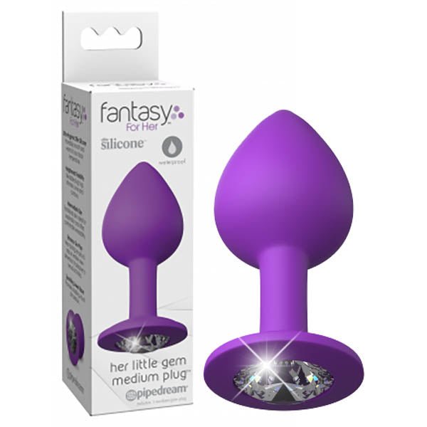 Fantasy For Her Little Gem Medium Plug - Purple 8.1 cm Butt Plug With Jewel Base - Pleasure Den