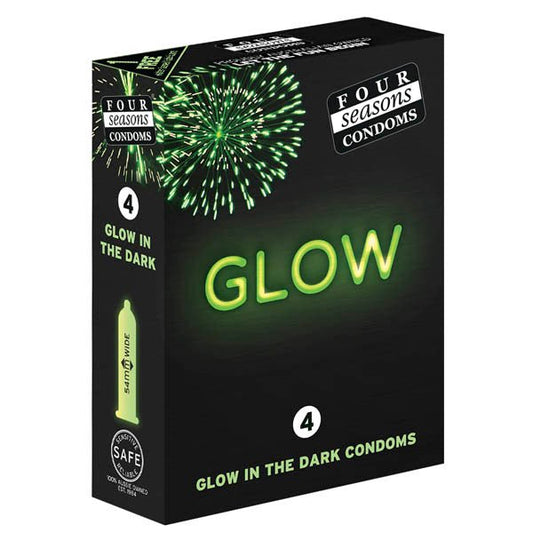 Four Seasons Glow N' Dark Condoms - Glow In The Dark Lubricated Condoms - 4 Pack - Pleasure Den