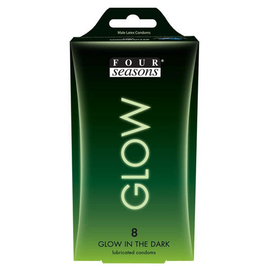 Four Seasons Glow N' Dark Condoms - Glow In The Dark Lubricated Condoms - 8 Pack - Pleasure Den