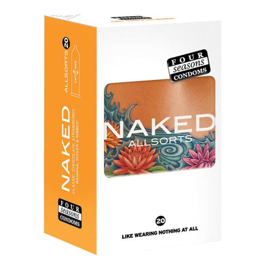 Four Seasons Naked Allsorts - Ultra Thin Lubed Condoms in 6 Styles - 20 Pack - Pleasure Den