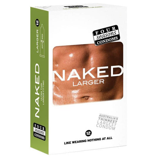 Four Seasons Naked Larger Fitting Condoms - Naked Larger Fitting Lubricated Condoms - 12 Pack - Pleasure Den