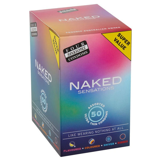 Four Seasons Naked Sensations Condoms - Assorted Ultra Thin Lubricated Condoms - 50 Pack - Pleasure Den