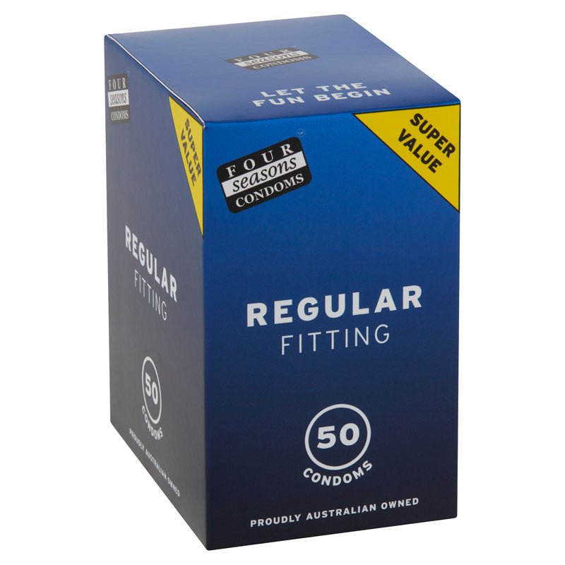 Four Seasons Regular Condoms - Regular Fit Lubricated Condoms - 50 Pack - Pleasure Den