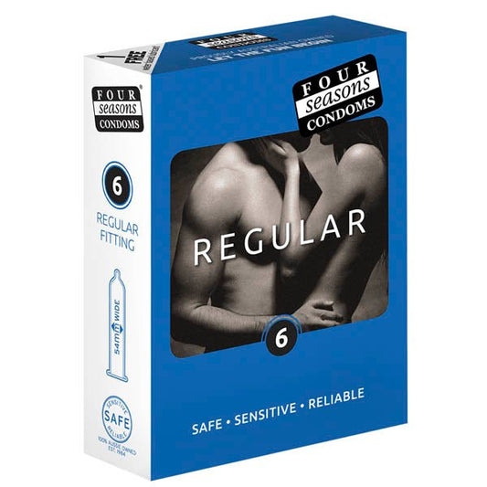 Four Seasons Regular Condoms - Regular Fit Lubricated Condoms - 6 Pack - Pleasure Den