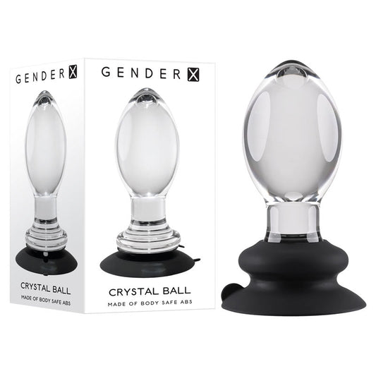 Gender X Crystal Ball - Glass 13.6 cm Butt Plug with Suction Base - Pleasure Den