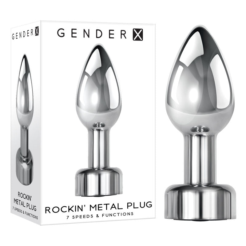 Gender X ROCKIN' METAL PLUG - Metallic 9.3 cm USB Rechargeable Butt Plug - Pleasure Den