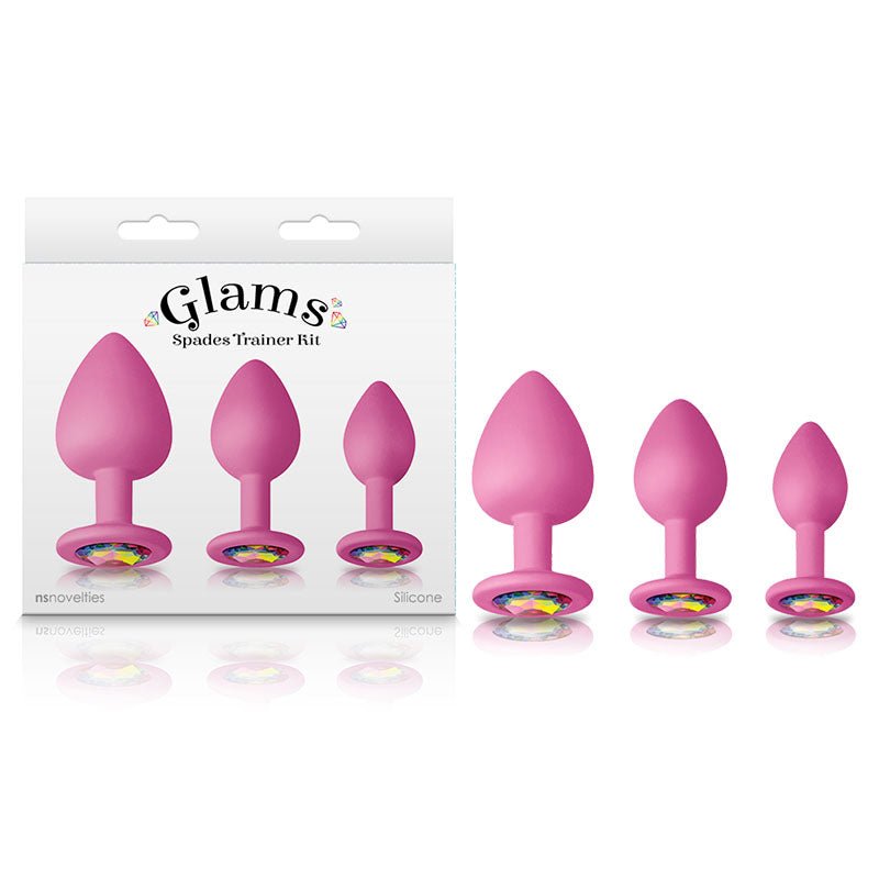 Glams Spades Trainer Kit - Butt Plugs with Gems - Set of 3 Sizes - Pleasure Den