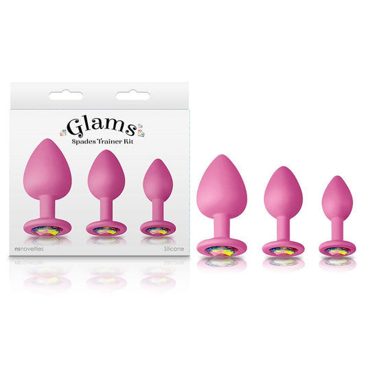 Glams Spades Trainer Kit - Butt Plugs with Gems - Set of 3 Sizes - Pleasure Den