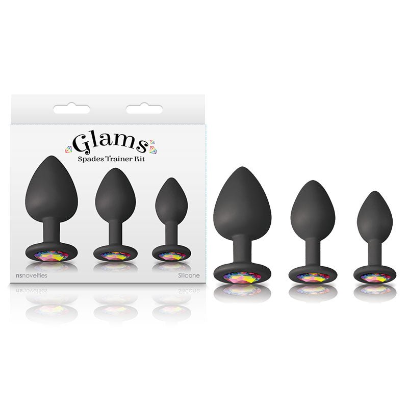 Glams Spades Trainer Kit - Butt Plugs with Gems - Set of 3 Sizes - Pleasure Den