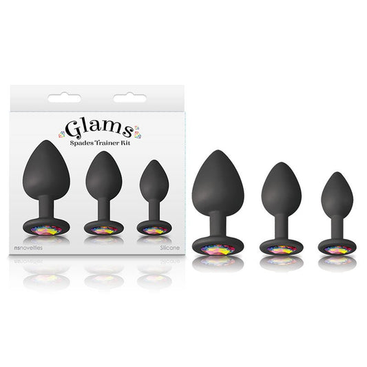 Glams Spades Trainer Kit - Butt Plugs with Gems - Set of 3 Sizes - Pleasure Den