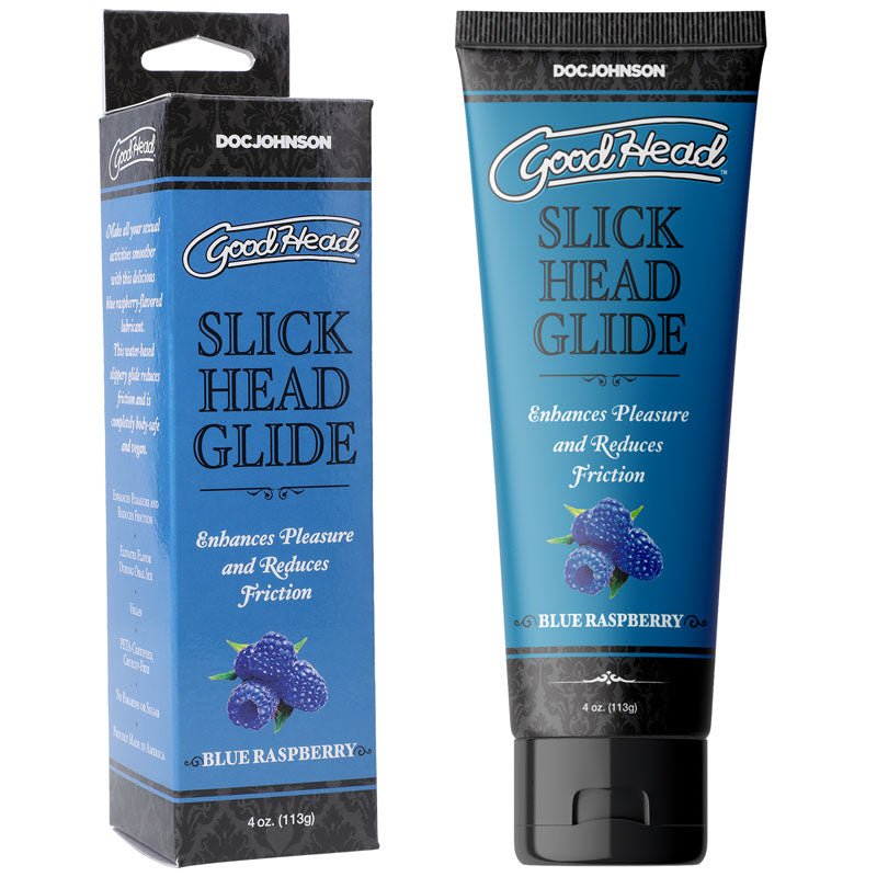 GoodHead Slick Head Glide - Blue Raspberry - Blue Raspberry Flavoured Lubricant - 120 ml Tube - Pleasure Den