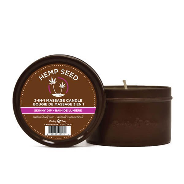 Hemp Seed 3-In-1 Massage Candle - Skinny Dip (Vanilla & Fairy Floss)- 170 g - Pleasure Den