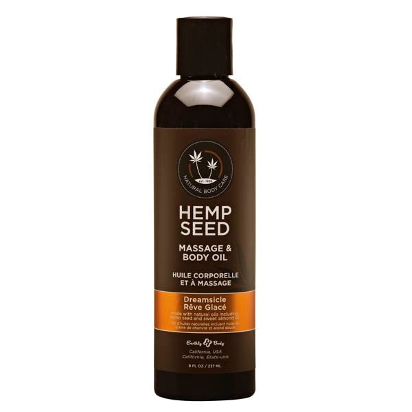 Hemp Seed Massage & Body Oil - Dreamsicle (Tangerine & Plum) Scented - 237 ml Bottle - Pleasure Den