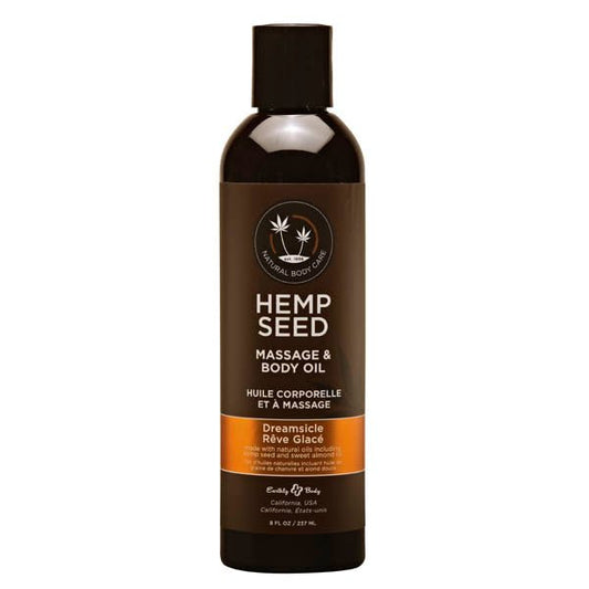 Hemp Seed Massage & Body Oil - Dreamsicle (Tangerine & Plum) Scented - 237 ml Bottle - Pleasure Den