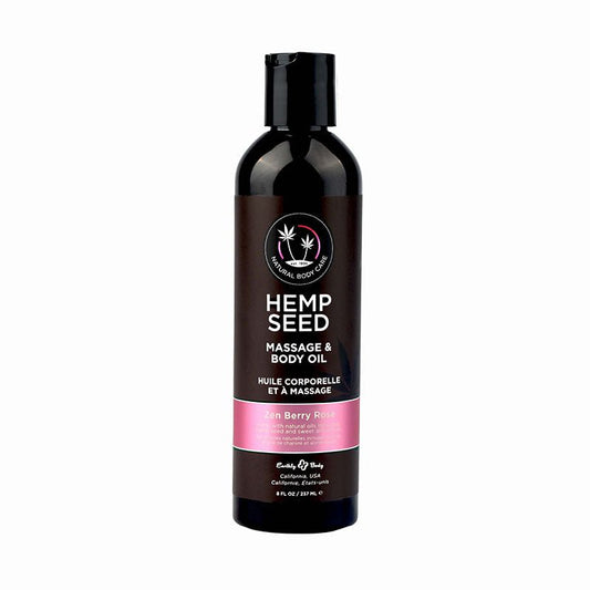 Hemp Seed Massage & Body Oil - Zen Berry Rose (Blackberry, Yellow Rose & Amber) Scented - 237 ml - Pleasure Den