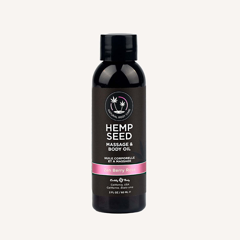 Hemp Seed Massage & Body Oil - Zen Berry Rose (Blackberry, Yellow Rose & Amber) Scented - 59 ml - Pleasure Den