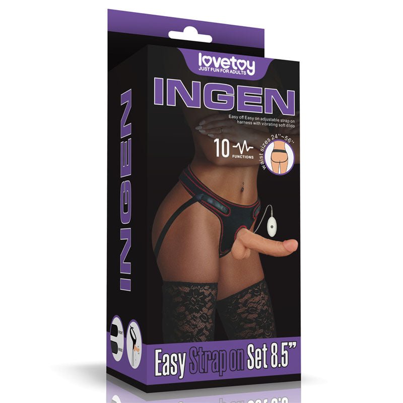 Ingen Vibrating Easy Strap-On Set - 21.6 cm (8.5'') Vibrating Strap-On - Pleasure Den