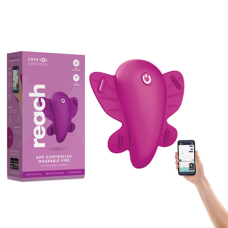 Love Distance REACH - Rose Rechargeable Strap-On Stimulator with App Control - Pleasure Den