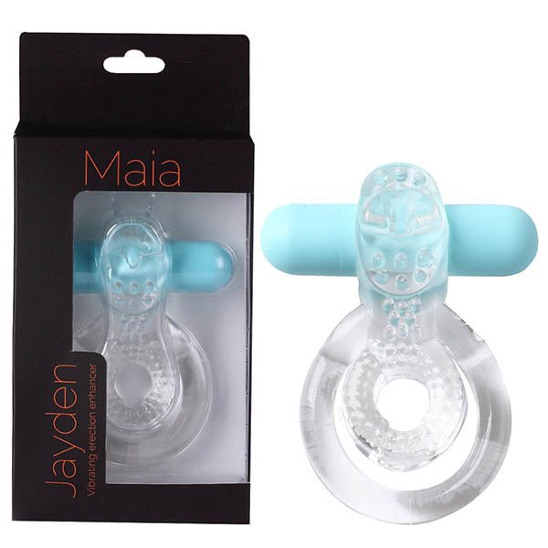 Maia Jayden - /Blue USB Rechargeable Vibrating Cock & Ball Rings - Pleasure Den