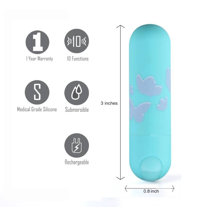 Maia Julia - Teal 7.6 cm USB Rechargeable Bullet - Pleasure Den