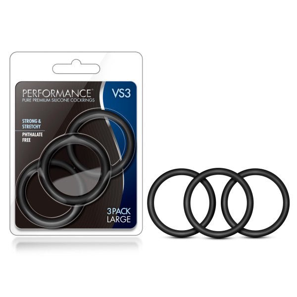 Performance VS3 Pure Premium Silicone Cockrings - Large Cock Rings - Set of 3 - Pleasure Den