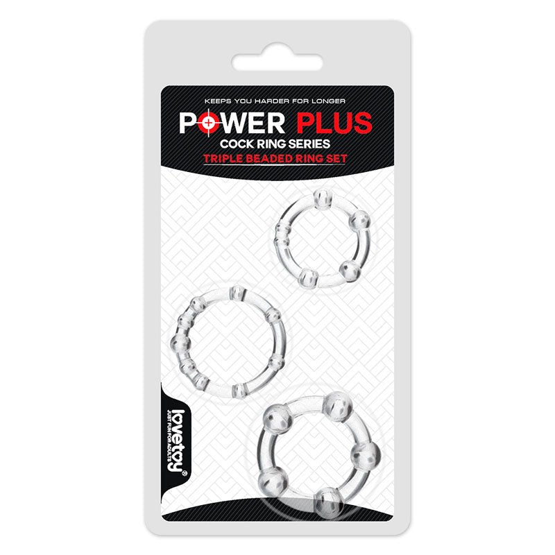 Power Plus Triple Beaded Ring Set - Cock Rings - Set of 3 - Pleasure Den