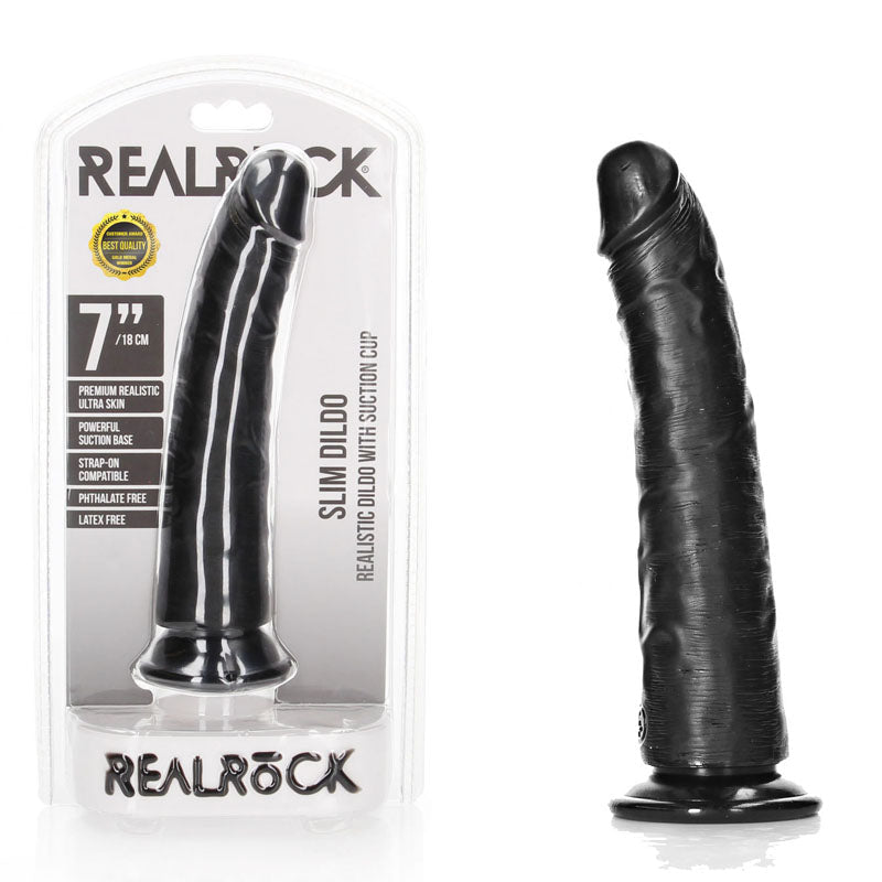 REALROCK Realistic Slim Dildo with Suction Cup - 18cm - 18 cm (7'') Dong - Pleasure Den