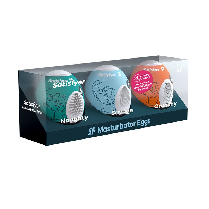 Satisfyer Masturbator Eggs - Mixed 3 Pack 2 - Set of 3 Stroker Sleeves - Pleasure Den