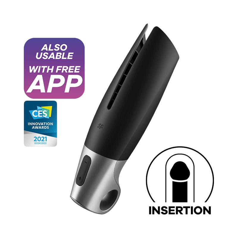 Satisfyer Power Masturbator - USB Rechargeable Vibrating Masturbator with App Control - Pleasure Den