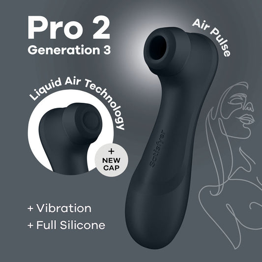 Satisfyer Pro 2 Generation 3 - Dark Grey - Dark Grey Touch-Free USB-C Rechargeable Clitoral Stimulator - Pleasure Den