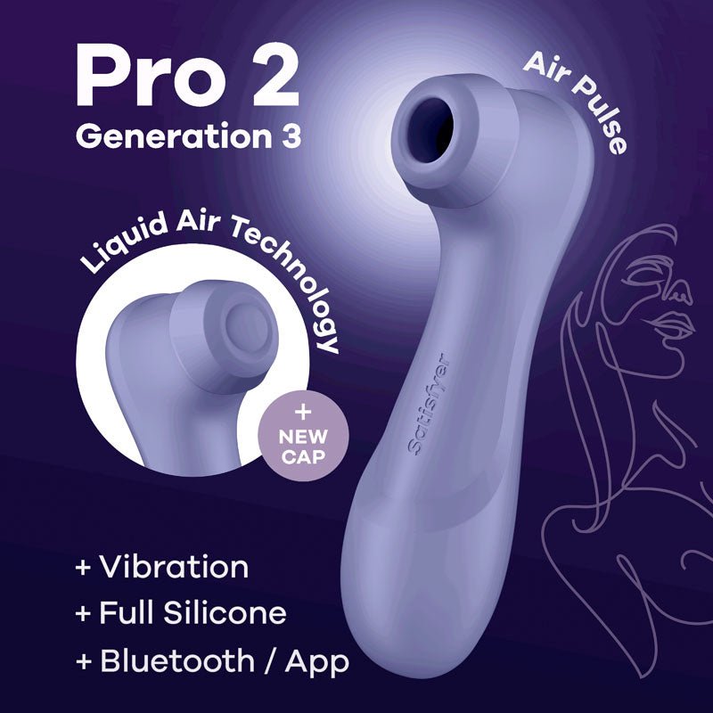 Satisfyer Pro 2 Generation 3 with App Control - Lilac - Lilac Touch-Free USB-C Rechargeable Clitoral Stimulator - Pleasure Den