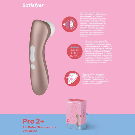 Satisfyer Pro 2+ - Touch-Free USB-C Rechargeable Clitoral Stimulator with Vibration - Pleasure Den