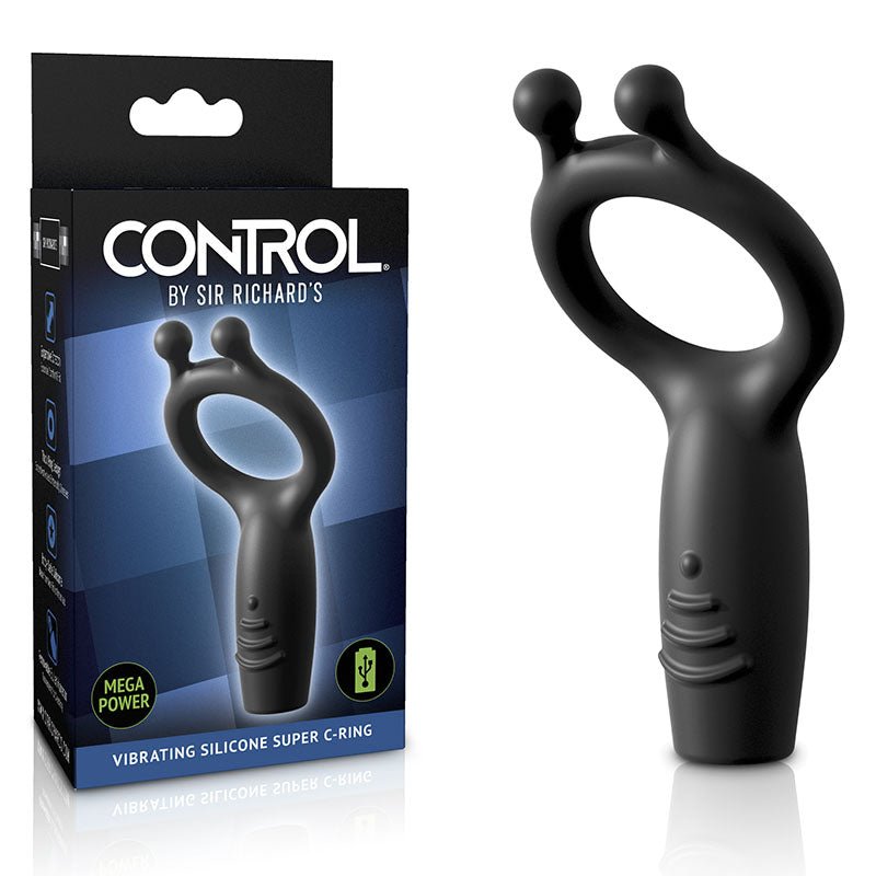Sir Richards Vibrating Silicone Super C-Ring - Grey USB Rechargeable Vibrating Cock Ring - Pleasure Den