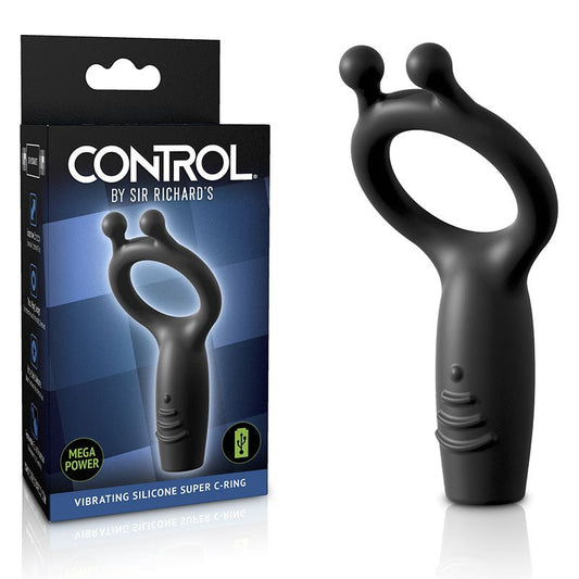 Sir Richards Vibrating Silicone Super C-Ring - Grey USB Rechargeable Vibrating Cock Ring - Pleasure Den