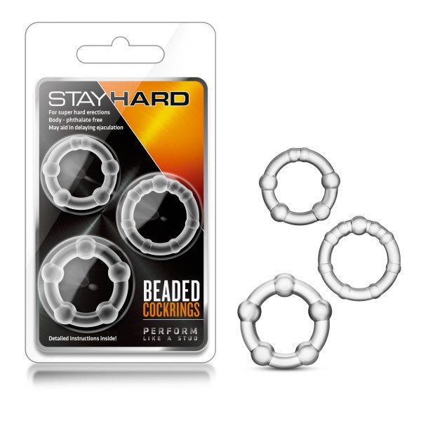 Stay Hard Beaded Cockrings - Cock Rings - Set of 3 Sizes - Pleasure Den
