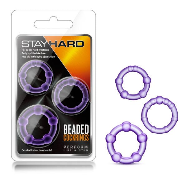 Stay Hard Beaded Cockrings - Cock Rings - Set of 3 Sizes - Pleasure Den