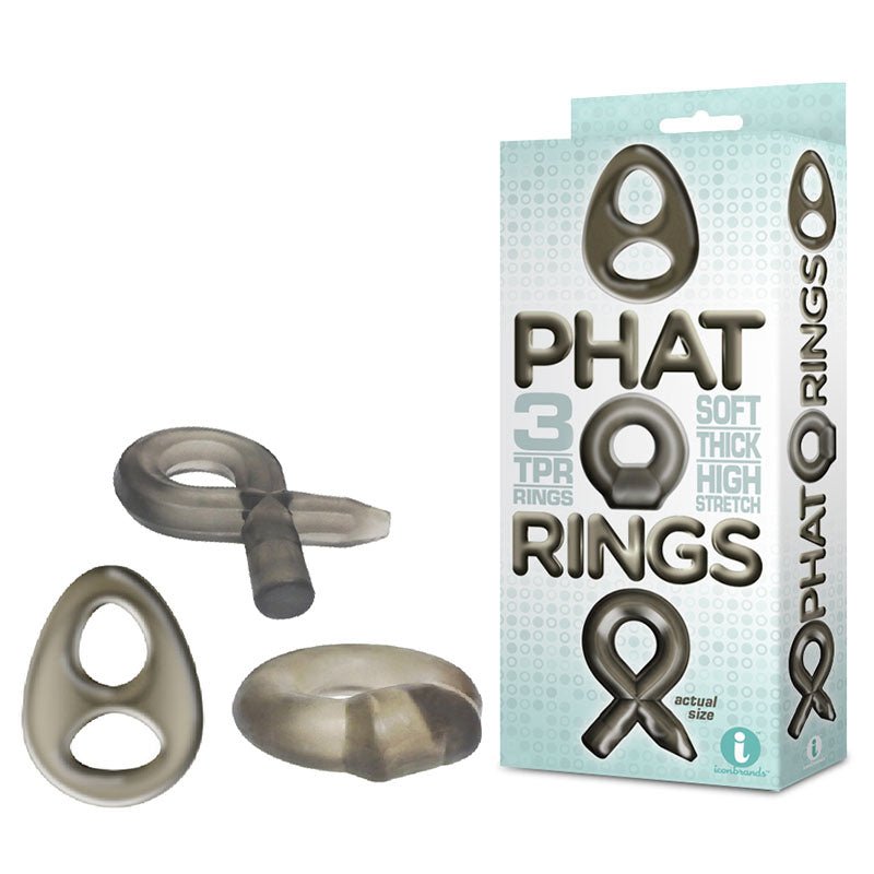 The 9's Phat Rings - Smoke Cock Rings - Set of 3 - Pleasure Den