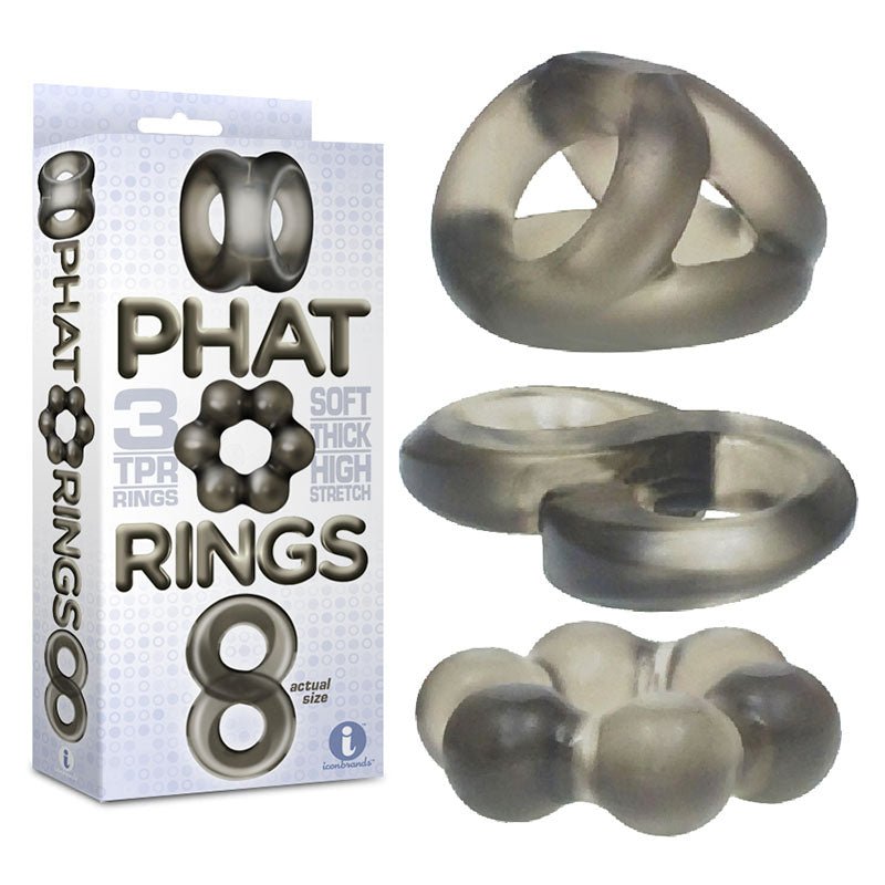 The 9's Phat Rings - Smoke Cock Rings - Set of 3 - Pleasure Den