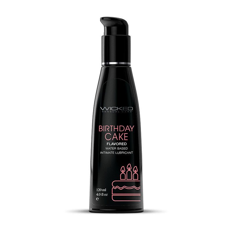 Wicked Aqua Birthday Cake Flavoured Water Based Lubricant - 120 ml (4 oz) Bottle - Pleasure Den