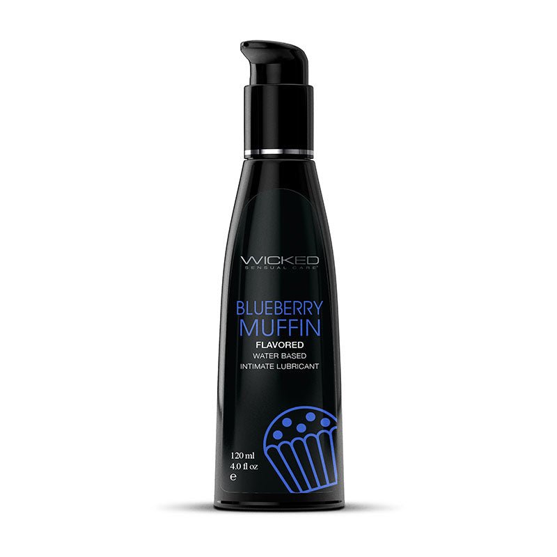 Wicked Aqua Blueberry Muffin - Blueberry Muffin Flavoured Water Based Lubricant - 120 ml (4 oz) Bottle - Pleasure Den