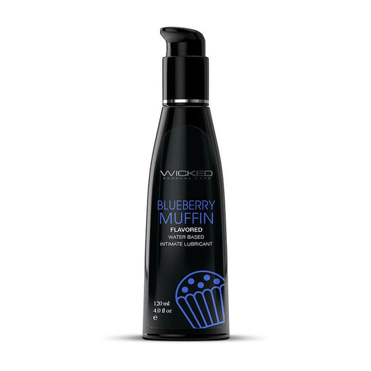 Wicked Aqua Blueberry Muffin - Blueberry Muffin Flavoured Water Based Lubricant - 120 ml (4 oz) Bottle - Pleasure Den