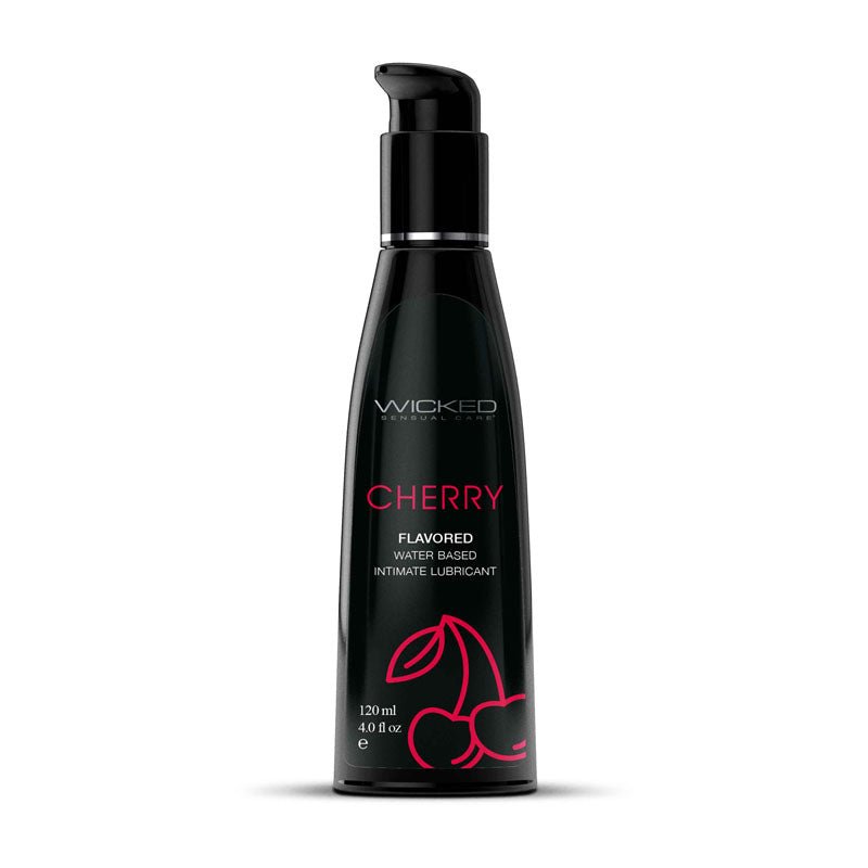 Wicked Aqua Cherry - Cherry Flavoured Water Based Lubricant - 120 ml (4 oz) Bottle - Pleasure Den