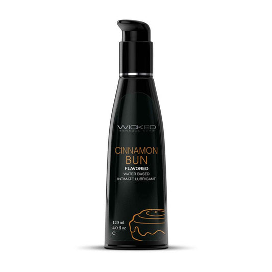 Wicked Aqua Cinnamon Bun - Cinnamon Bun Flavoured Water Based Lubricant - 120 ml (4 oz) Bottle - Pleasure Den