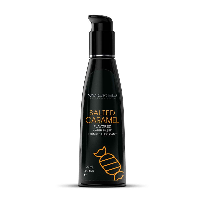 Wicked Aqua Salted Caramel - Salted Caramel Flavoured Water Based Lubricant - 120 ml (4 oz) Bottle - Pleasure Den