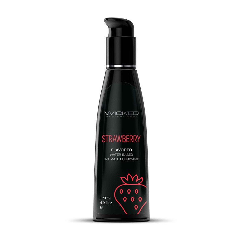 Wicked Aqua Strawberry - Strawberry Flavoured Water Based Lubricant - 120 ml (4 oz) Bottle - Pleasure Den