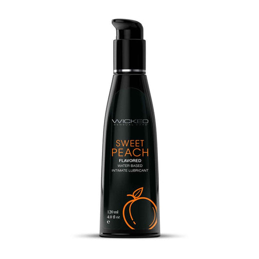 Wicked Aqua Sweet Peach - Sweet Peach Flavoured Water Based Lubricant - 120 ml (4 oz) Bottle - Pleasure Den